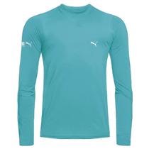 Camiseta Puma Manga Longa UV50+ Infantil Azul Claro