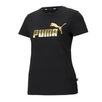 Camiseta puma metallic preto/dourado feminina