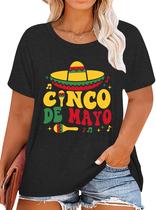 Camiseta QAUN Cinco De Mayo para mulheres Plus Size Fiesta Camiseta QAUN Cinco De Mayo para mulheres Plus Size Fiesta