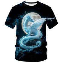 Camiseta QTAGTESS Dragon Fantasy Camiseta estampada - branca Camiseta QTAGTESS Dragon Fantasy Camiseta estampada - branca
