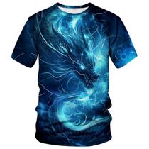 Camiseta QTAGTESS Dragon Fantasy Graphic azul para homens Camiseta QTAGTESS Dragon Fantasy Graphic azul para homens
