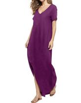 Camiseta que combina com decote em V, solta, maxi e bolso para mulheres