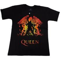 Camiseta Queen Preta Banda de Rock Freddy Mercury Plus Size G1 G2 Extra G EPI095 BRC - Belos Persona
