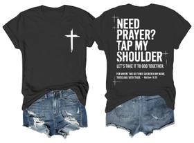 Camiseta Racsea Need Prayer Tap My Shoulder Bible Verse preta