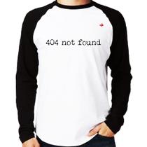 Camiseta Raglan 404 not found Manga Longa - Foca na Moda Camiseta Raglan 404 not found Manga Longa - Foca na Moda
