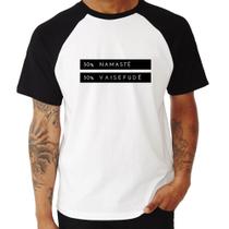 Camiseta Raglan 50% Namastê 50% Vaisefudê - Foca na Moda