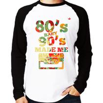 Camiseta Raglan 80's Baby 90's made me Manga Longa - Foca na Moda