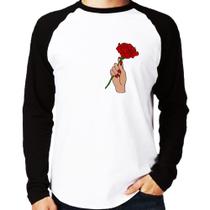 Camiseta Raglan A Rose for you Manga Longa - Foca na Moda
