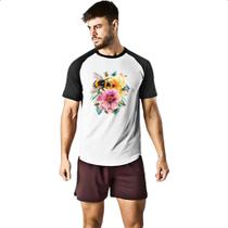 Camiseta Raglan Abelha na flor