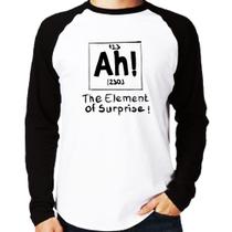 Camiseta Raglan AH The element of surprise Manga Longa - Foca na Moda Camiseta Raglan AH The element of surprise Manga Longa - Foca na Moda