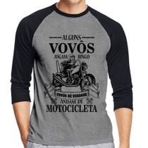 Camiseta Raglan Alguns vovôs jogam bingo, vovôs de verdade andam de motocicleta Manga 3/4 - Foca na Moda