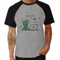 Camiseta Raglan Alien Hello World! - Foca na Moda