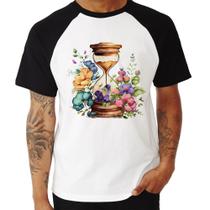 Camiseta Raglan Ampulheta Floral - Foca na Moda Camiseta Raglan Ampulheta Floral - Foca na Moda