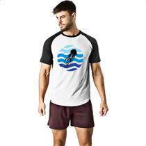 Camiseta Raglan Animais marinhos agua-viva silhueta sunset
