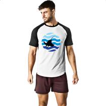 Camiseta Raglan Animais marinhos arraia silhueta sunset