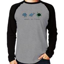 Camiseta Raglan Animals are friends Manga Longa - Foca na Moda Camiseta Raglan Animals are friends Manga Longa - Foca na Moda