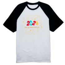 Camiseta Raglan Ano Novo 2024 Serpentinas