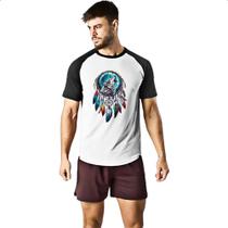 Camiseta Raglan Apanhador de sonhos lobo uivando