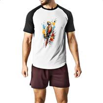 Camiseta Raglan Arara splash art Camiseta Raglan Arara splash art