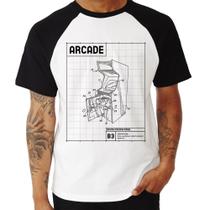 Camiseta Raglan Arcade Fliperama Projeto - Foca na Moda Camiseta Raglan Arcade Fliperama Projeto - Foca na Moda