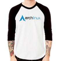 Camiseta Raglan Arch Linux Logo Manga 3/4 - Foca na Moda