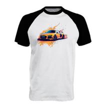 Camiseta Raglan Audi R8 Amarelo Splash Art
