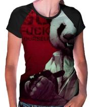 Camiseta Raglan Baby Look Panda Ref:556