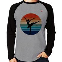 Camiseta Raglan Ballet Vintage Sunset Manga Longa - Foca na Moda Camiseta Raglan Ballet Vintage Sunset Manga Longa - Foca na Moda
