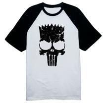 Camiseta Raglan Bart Punisher Justiceiro Simbolo