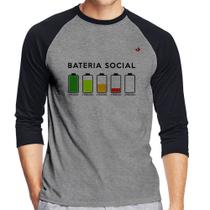 Camiseta Raglan Bateria Social Manga 3/4 - Foca na Moda