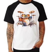 Camiseta Raglan Bateria Watercolor - Foca na Moda Camiseta Raglan Bateria Watercolor - Foca na Moda