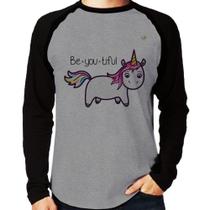 Camiseta Raglan Be You Tiful Manga Longa - Foca na Moda Camiseta Raglan Be You Tiful Manga Longa - Foca na Moda