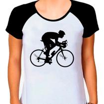 Camiseta Raglan Bicicleta Ciclismo Bike Branca Feminina01