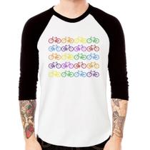 Camiseta Raglan Bicicletas Coloridas Manga 3/4 - Foca na Moda
