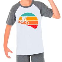 Camiseta Raglan Bike Bicicleta Ciclismo Cinza Branco Inf03