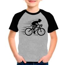 Camiseta Raglan Bike Bicicleta Ciclismo Cinza Preto Inf06