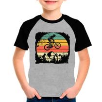 Camiseta Raglan Bike Bicicleta Ciclismo Cinza Preto Inf07