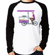 Camiseta Raglan Bike Food Manga Longa - Foca na Moda
