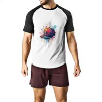 Camiseta Raglan Bone arte psicodelica Camiseta Raglan Bone arte psicodelica