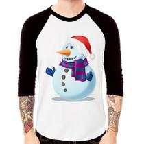 Camiseta Raglan Boneco de neve Manga 3/4 - Foca na Moda Camiseta Raglan Boneco de neve Manga 3/4 - Foca na Moda
