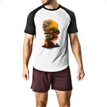 Camiseta Raglan Bonzai sunset fire art