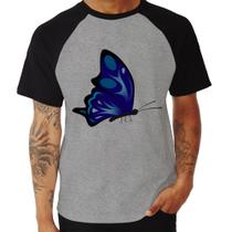 Camiseta Raglan Borboleta Azul - Foca na Moda