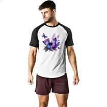 Camiseta Raglan Borboleta lilas flores