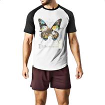 Camiseta Raglan Borboleta Mecanica Interna Cyberpunk