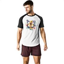 Camiseta Raglan Borboleta na flor