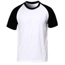 Camiseta raglan branca basica poliester lisa sublimação top