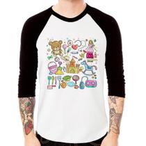 Camiseta Raglan Brinquedos Manga 3/4 - Foca na Moda Camiseta Raglan Brinquedos Manga 3/4 - Foca na Moda
