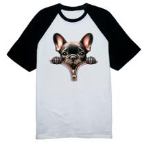 Camiseta Raglan Bulldog Frances no Ziper