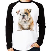 Camiseta Raglan Bulldog-Inglês Manga Longa - Foca na Moda