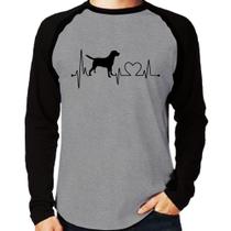 Camiseta Raglan Cachorro Batimentos Cardíacos Manga Longa - Foca na Moda